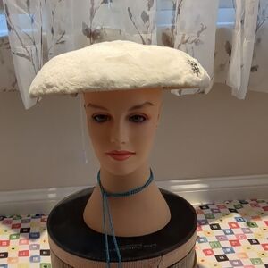 Chic White hat with Embellishment